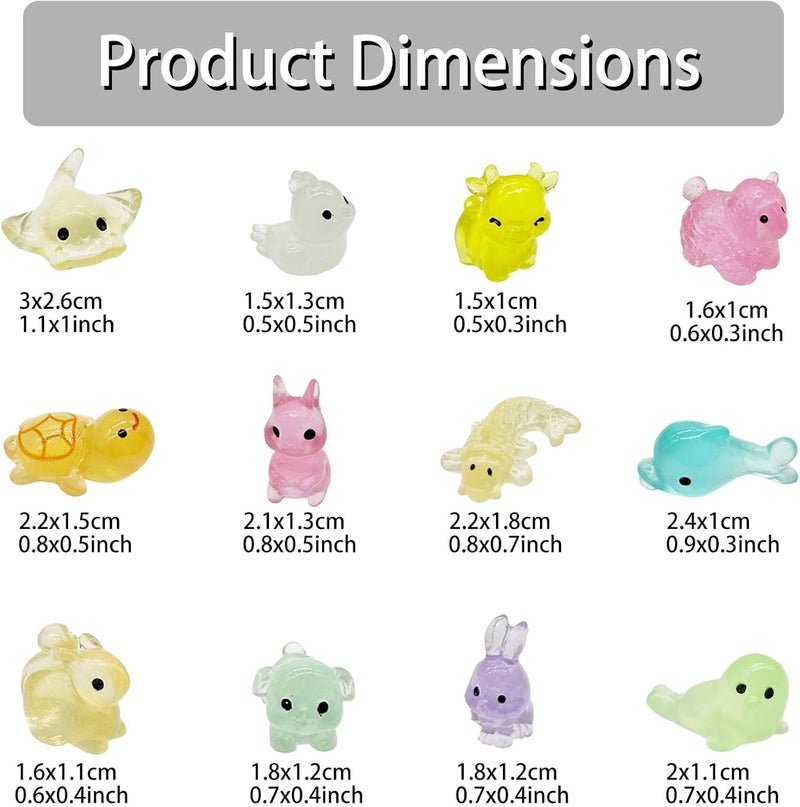 Cayway Mini Resin Animals 100 PCS Miniature Animals Glow in The Dark for Miniature Fairy Garden Decoration Accessories Micro Landscape - Image 2