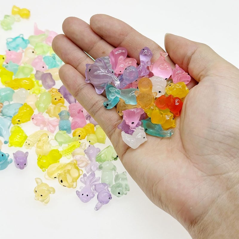 Cayway Mini Resin Animals 100 PCS Miniature Animals Glow in The Dark for Miniature Fairy Garden Decoration Accessories Micro Landscape - Image 4