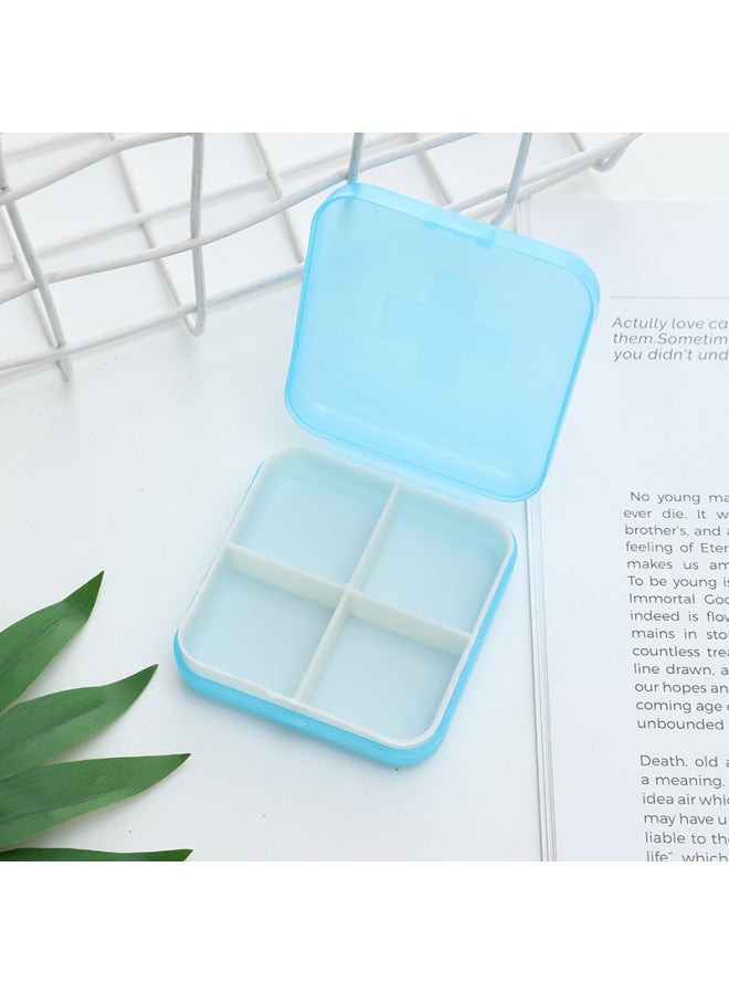 Travel Portable Colorful Cross-shaped Four-compartment Independent Detachable Pill Storage Box With Lid elry Box