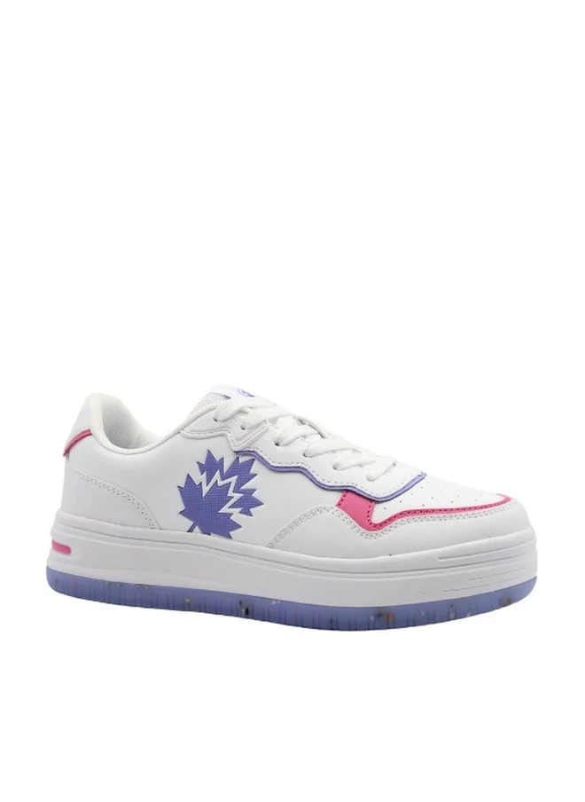 لامبرجاك Women’s Fashion Platform Sneaker White & Purple – Street Style Chunky Comfort Shoe