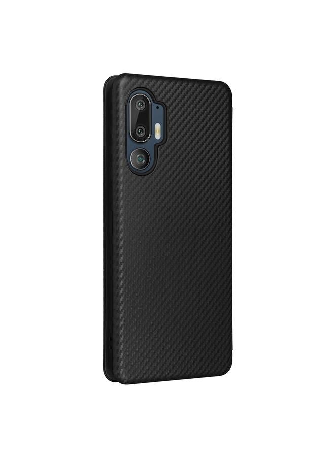 اس-توب جراب لهاتف HTC U24 Pro مصنوع من الجلد المرن ومصنوع من ألياف الكربون - Image 3