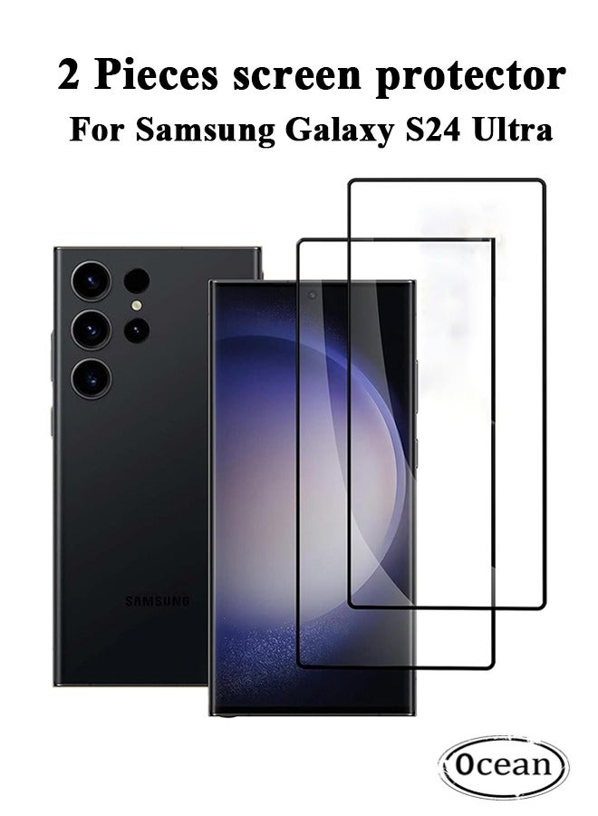 أوشن سامسونج غالاكسي S24 الترا كامل الشاشة فيلم واقية 2 قطعة ، 9H صلابة مقاومة للخدش تشديد الزجاج الفيلم ، هد تغطية مقاومة بصمات الأصابع فيلم واقية ، تنطبق على سامسونج غالاكسي S24 الترا ، أسود / شفاف - Image 1