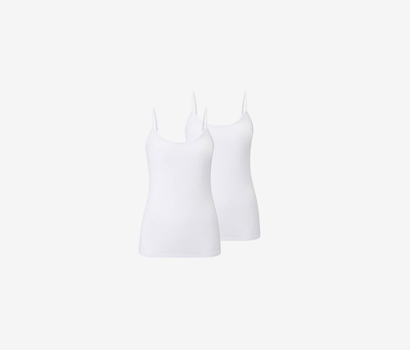 Tchibo Women 2 Pieces Spaghetti Strap Tank Top, White - Image 2