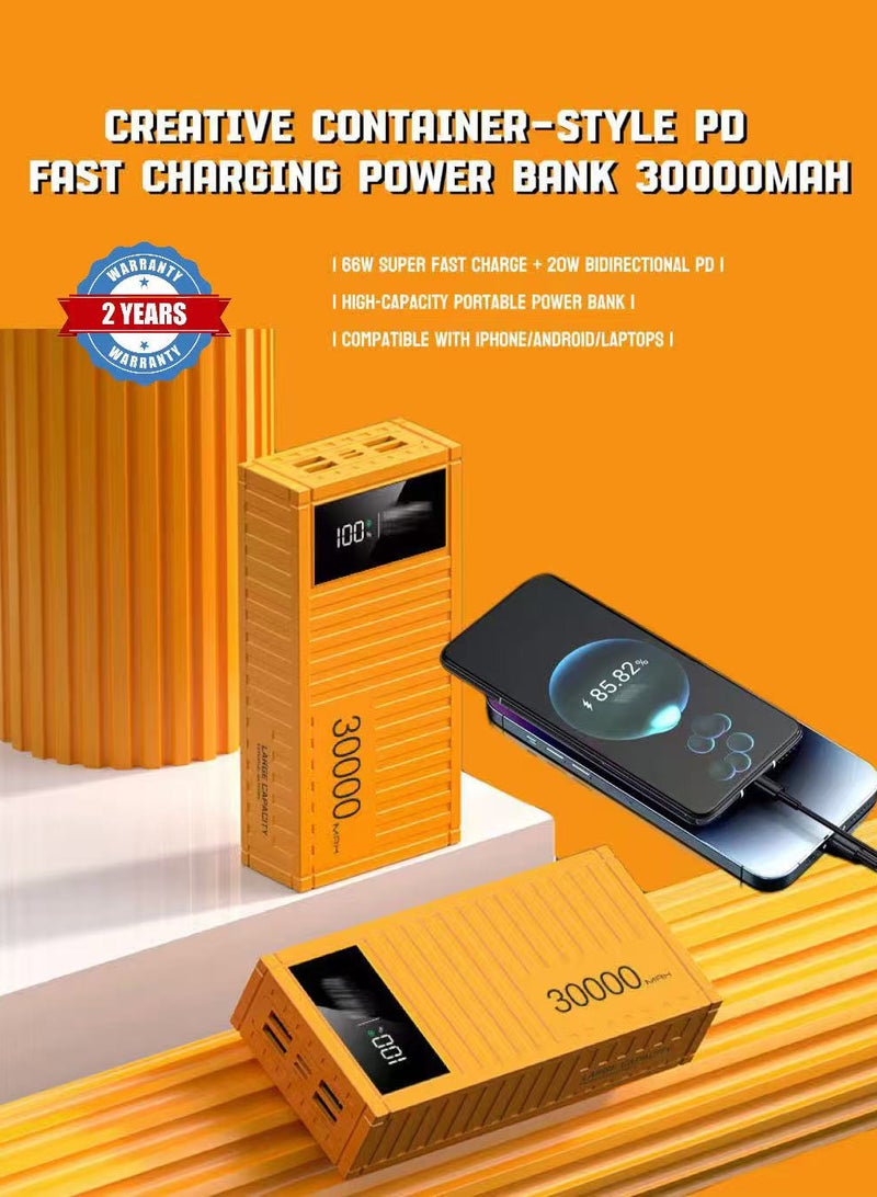 TNGames Creative Container-Style PD Fast Charging Power Bank 30000mAh | 66W Super Fast Charge + 20W Bidirectional PD | High-Capacity Portable Power Bank | Compatible with iPhone/Android/Laptops | Yellow - Image 1