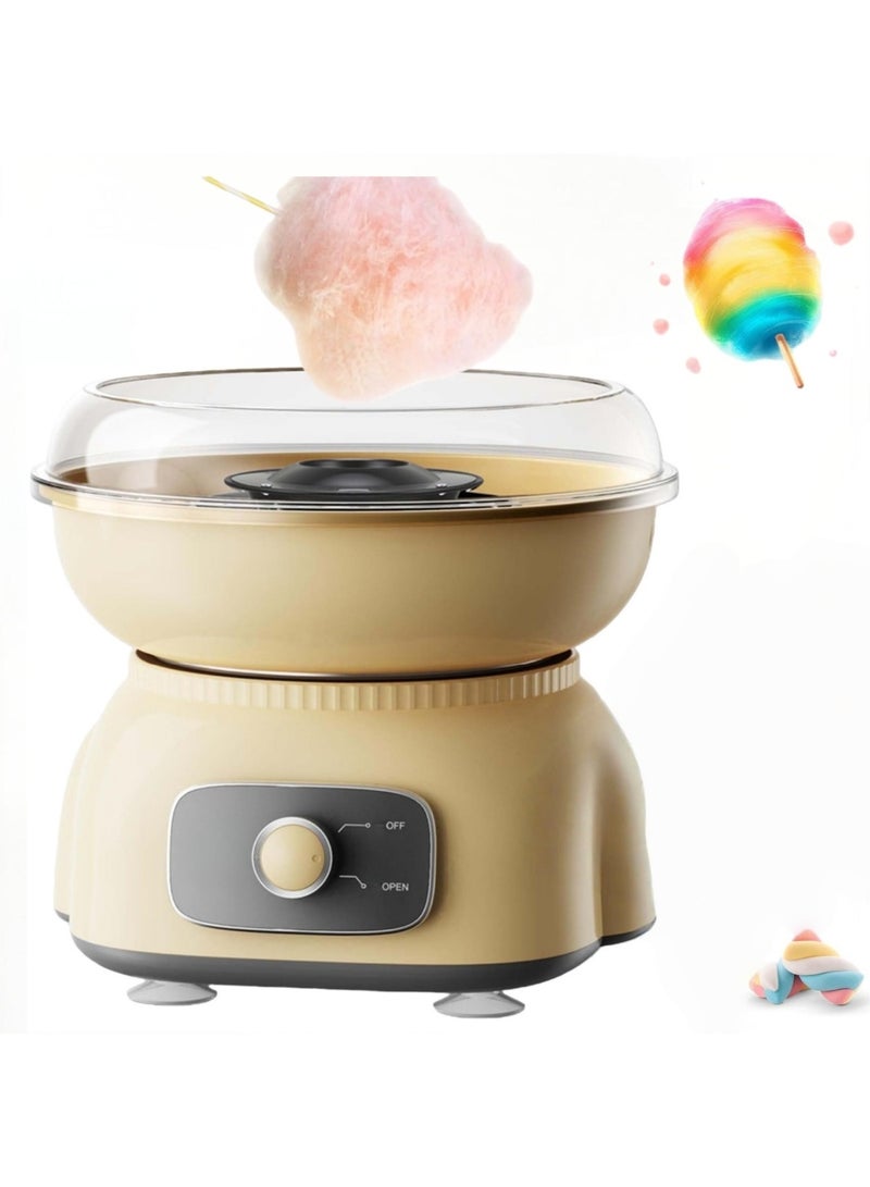 Cotton Candy Machine for Kids,Sugar Floss Maker Portable Cotton Candy Maker for Birthday and Party Gifts with 10 sticks and 1 Scoop (Yellow) - Image 1