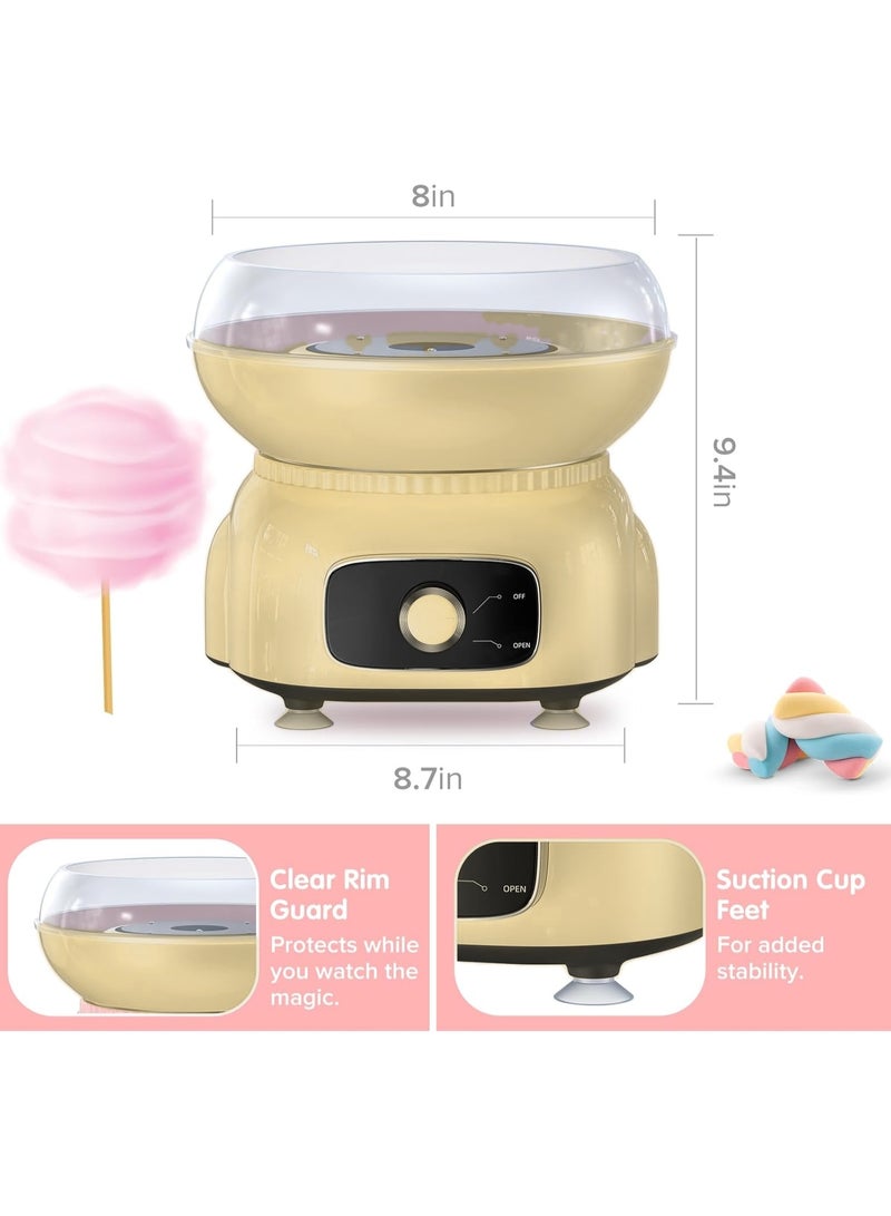 Cotton Candy Machine for Kids,Sugar Floss Maker Portable Cotton Candy Maker for Birthday and Party Gifts with 10 sticks and 1 Scoop (Yellow) - Image 2