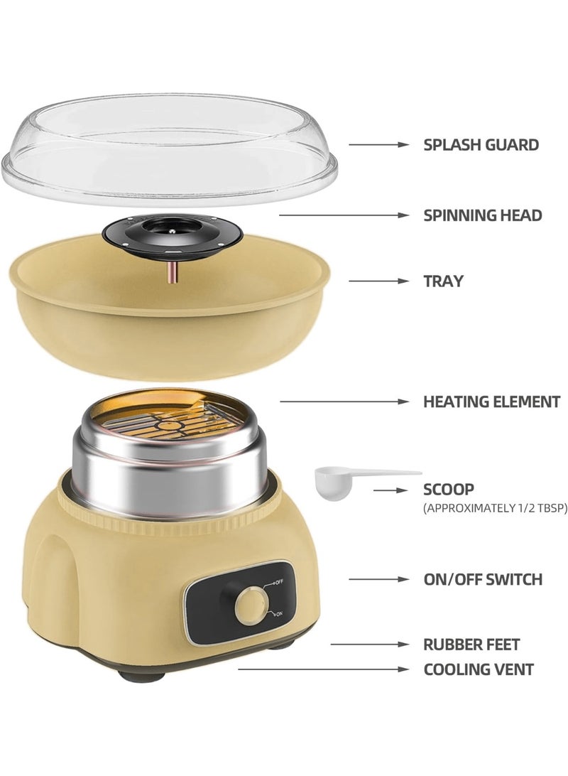 Cotton Candy Machine for Kids,Sugar Floss Maker Portable Cotton Candy Maker for Birthday and Party Gifts with 10 sticks and 1 Scoop (Yellow) - Image 3