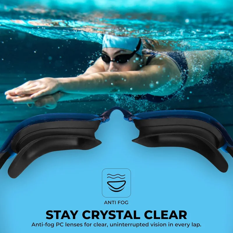 نيفيا NIVIA Viper 2.0 Swimming Goggles for Adults with Anti Fog, UV Protection, and Comfort Fit - Black Tint