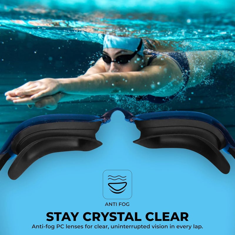 NIVIA Viper 2.0 Swimming Goggles for Adults with Anti Fog, UV Protection, and Comfort Fit - Black Tint - Image 2