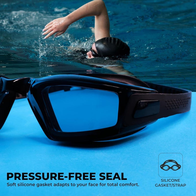 NIVIA Viper 2.0 Swimming Goggles for Adults with Anti Fog, UV Protection, and Comfort Fit - Black Tint - Image 3