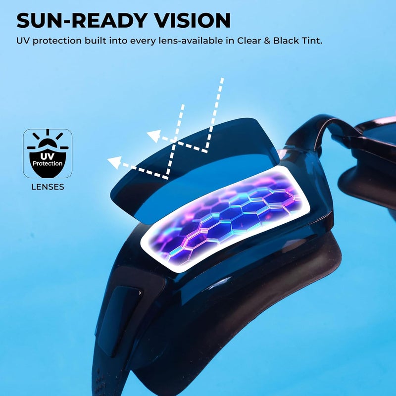 NIVIA Viper 2.0 Swimming Goggles for Adults with Anti Fog, UV Protection, and Comfort Fit - Black Tint - Image 4