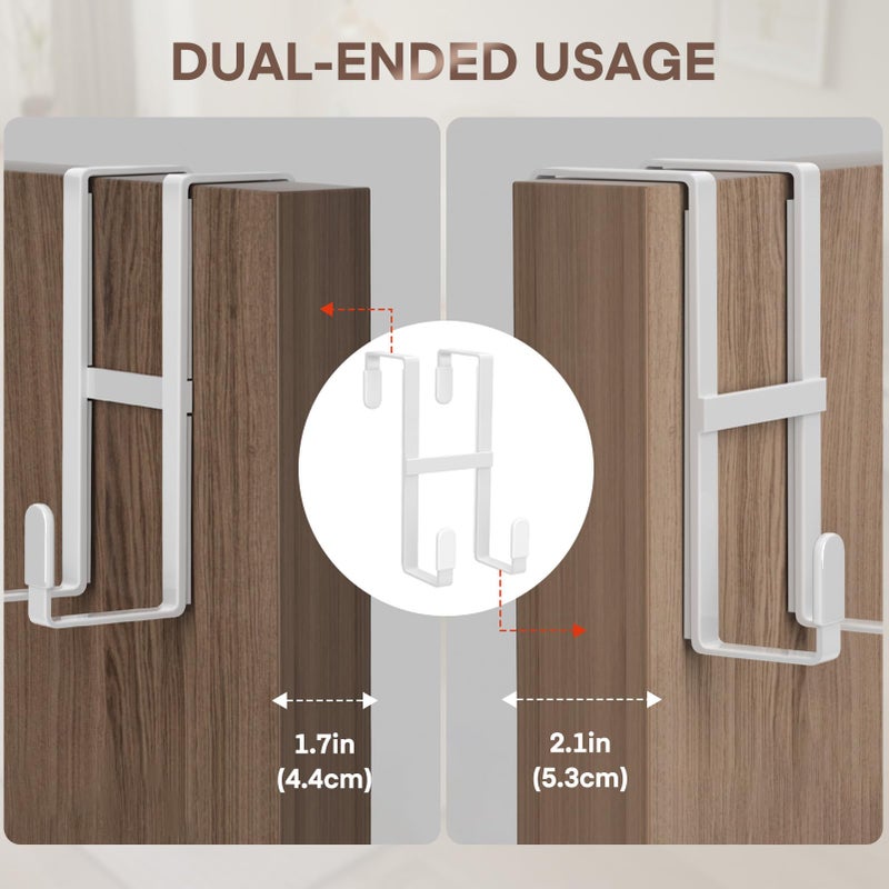 FYY 2 Packs Over The Door Hooks, Dual-Sided Door Hanger Hook, Heavy Duty No Drill Wall Hooks for Hanging Coats, Towels, Bags, Kitchen Closet Fits Most Doors Up to 1-7/8" Thickness (White) - Image 2