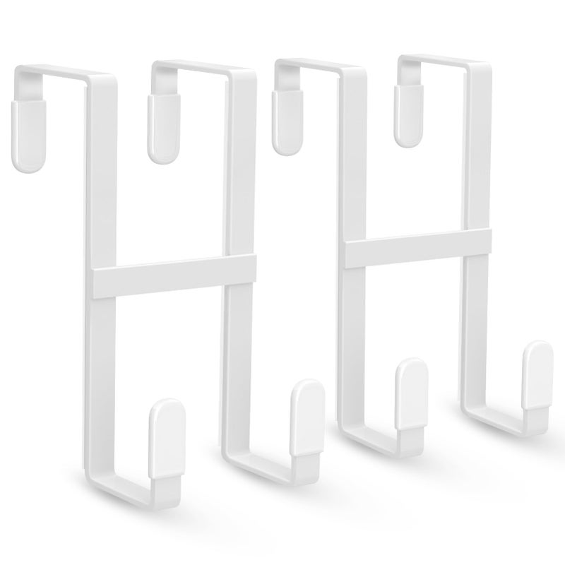 FYY 2 Packs Over The Door Hooks, Dual-Sided Door Hanger Hook, Heavy Duty No Drill Wall Hooks for Hanging Coats, Towels, Bags, Kitchen Closet Fits Most Doors Up to 1-7/8" Thickness (White) - Image 1
