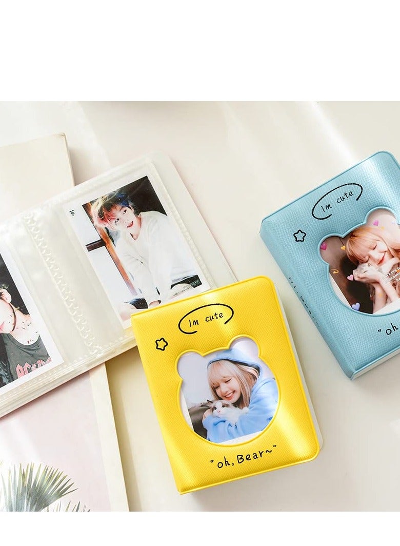 Excefore 3 inch Mini Photo Album Kpop Photocard Binder, Card Id Holder Book with 36 Pockets( Beige Hollow Bear)  - Image 5