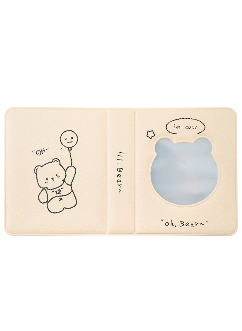 Excefore 3 inch Mini Photo Album Kpop Photocard Binder, Card Id Holder Book with 36 Pockets( Beige Hollow Bear)  - Image 2