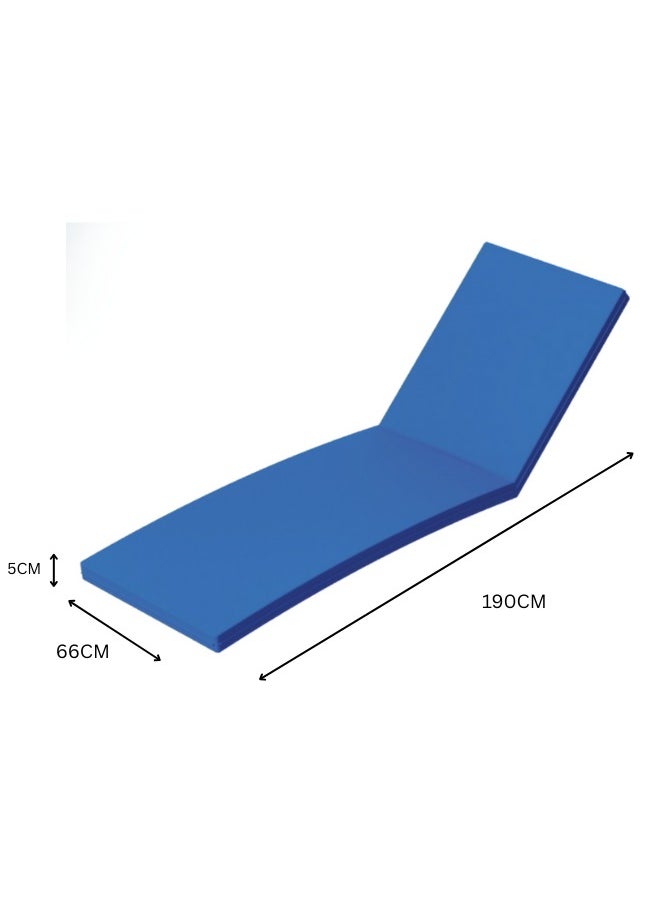 Marcolo Sun Lounger with Wheels | Heavy-Duty Plastic | All-Weather, UV-Resistant, Ergonomic Reclining Chair for Outdoor Use at Beaches, Pools, and Resorts, White (With-Arms With Blue Cushion)  - Image 2