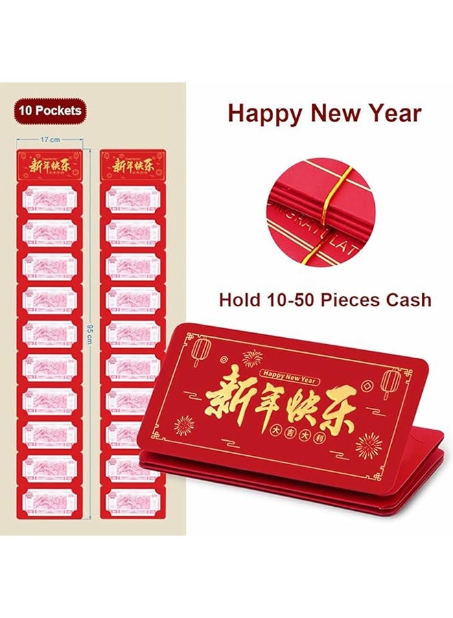 2 Pcs Red Envelopes for Spring Festival 2026, Creative Stretchable Hongbao of 10 Poackets, Chinese New Year Red Envelopes, Luck Money Gift with Good Wishes - Image 2