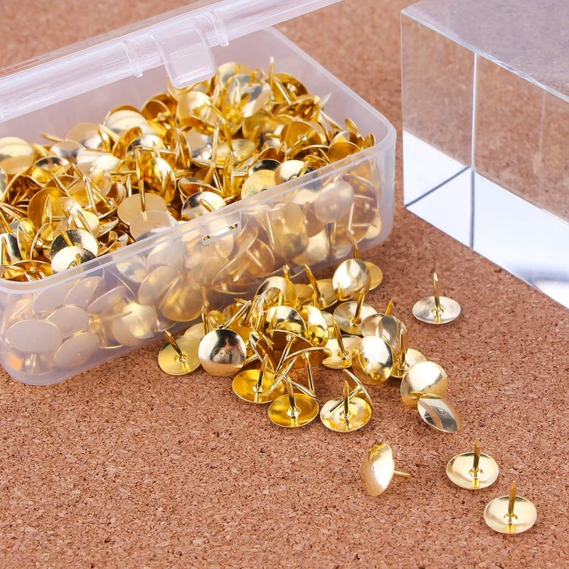 Yalis Thumb Tacks 500-count, 3/8-inch Steel Roundness Push Pins Office Tacks for Corkboard (Gold) - Image 3