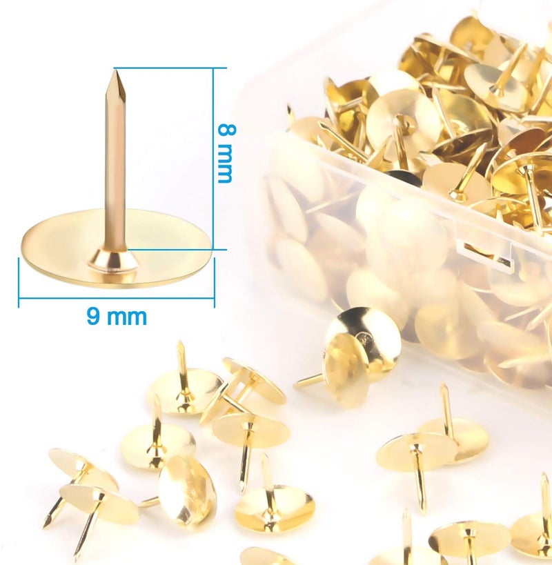 Yalis Thumb Tacks 500-count, 3/8-inch Steel Roundness Push Pins Office Tacks for Corkboard (Gold) - Image 2