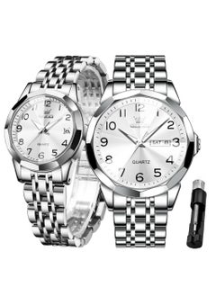 OLEVS OLEVS Valentine's Romantic Couple Watches His and Hers Ultrathin Classic Quartz Analog Wrist Watches Gifts Set for Lovers Set of Two Quartz Watch Stainless Steel Waterproof Date Watches  - Image 1