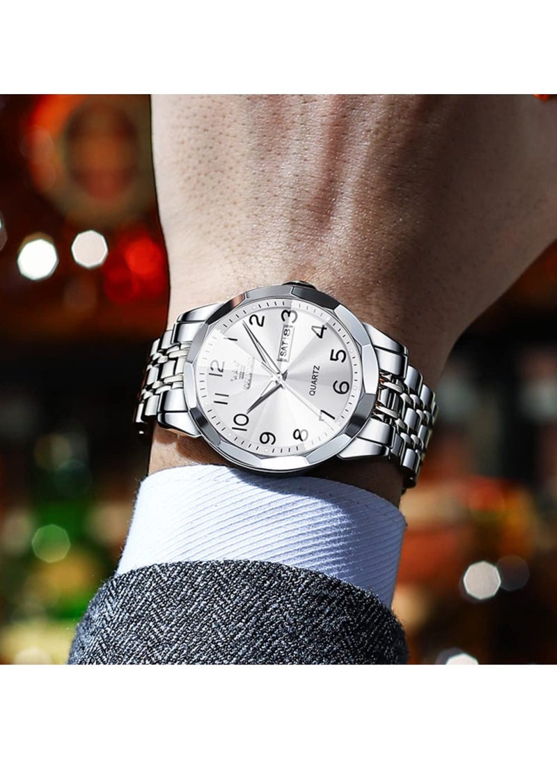 OLEVS Valentine's Romantic Couple Watches His and Hers Ultrathin Classic Quartz Analog Wrist Watches Gifts Set for Lovers Set of Two Quartz Watch Stainless Steel Waterproof Date Watches - Image 3