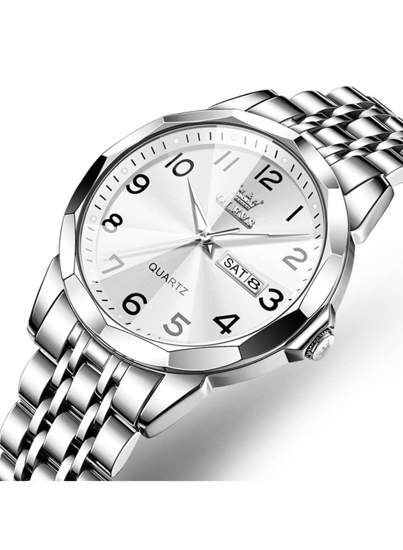 OLEVS Valentine's Romantic Couple Watches His and Hers Ultrathin Classic Quartz Analog Wrist Watches Gifts Set for Lovers Set of Two Quartz Watch Stainless Steel Waterproof Date Watches - Image 2