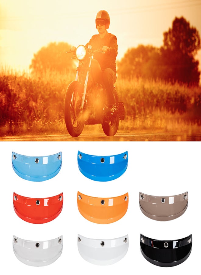 Universal Motorcycle 3 Snap-Button Visor Flip Up Down Open Face Helmet Wind Shield - Image 3