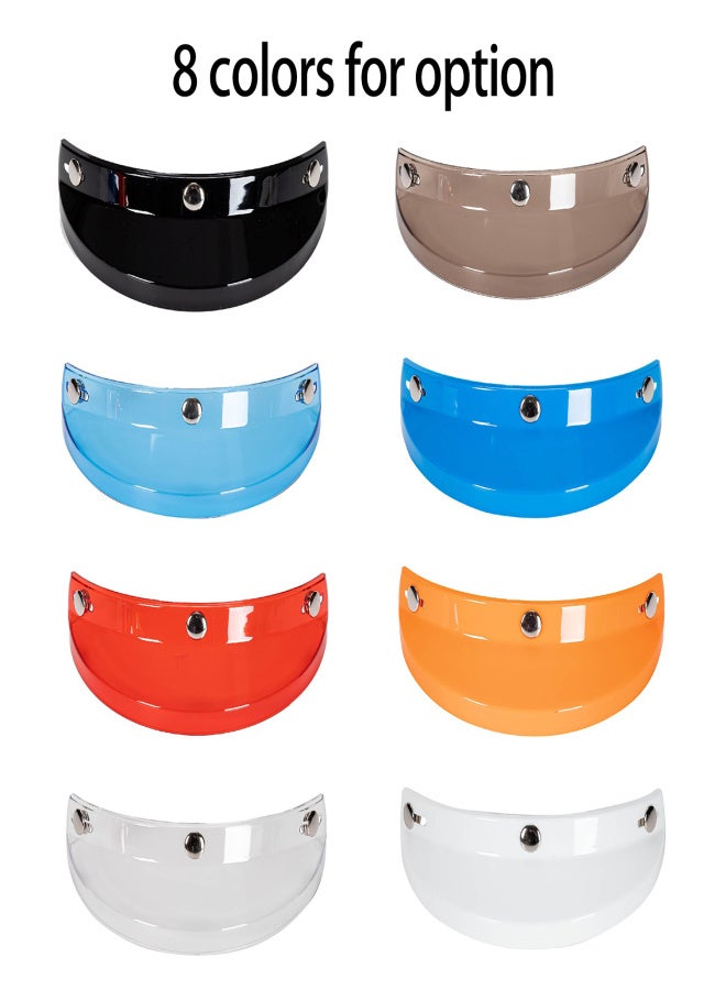 Universal Motorcycle 3 Snap-Button Visor Flip Up Down Open Face Helmet Wind Shield - Image 2