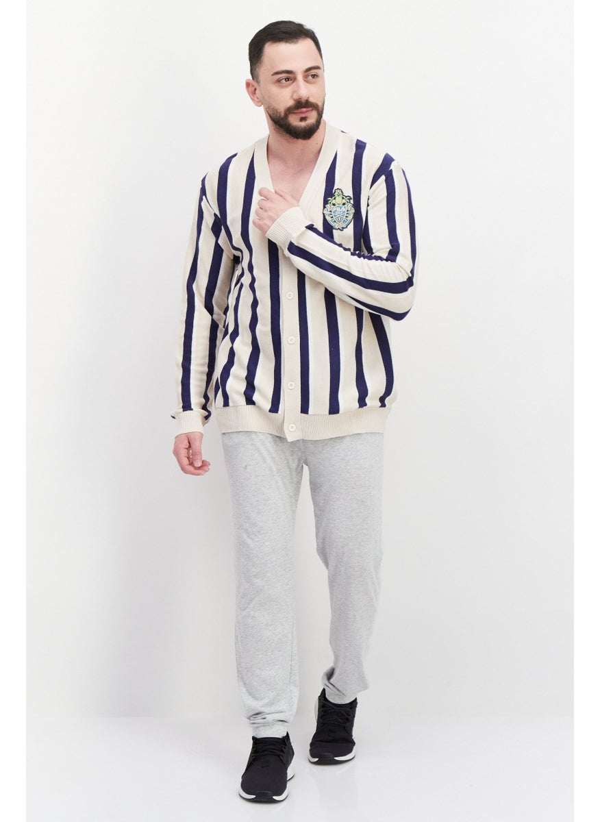 FILA Men Sportswear Fit V Neck Long Neck Outdoor Cardigan, Beige  - Image 4