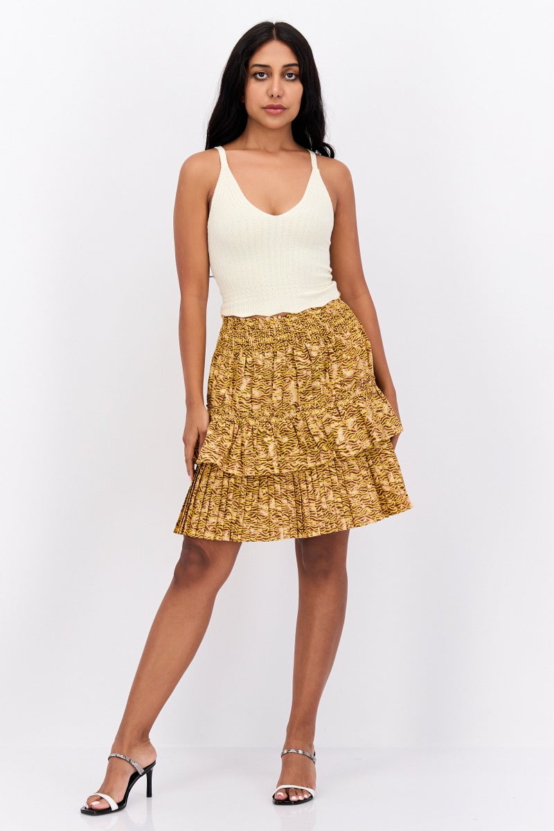 Scotch & Soda Women Allover Print Mini Skirt, Olive - Image 4