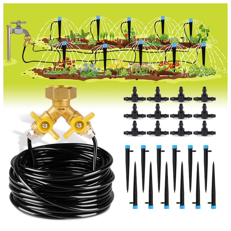 HIRALIY 50ft Drip Irrigation Kit Plant Watering System 8x5mm Blank Distribution Tubing DIY Automatic Irrigation Equipment Set for Garden Greenhouse Flower Bed Patio Lawn - Image 1