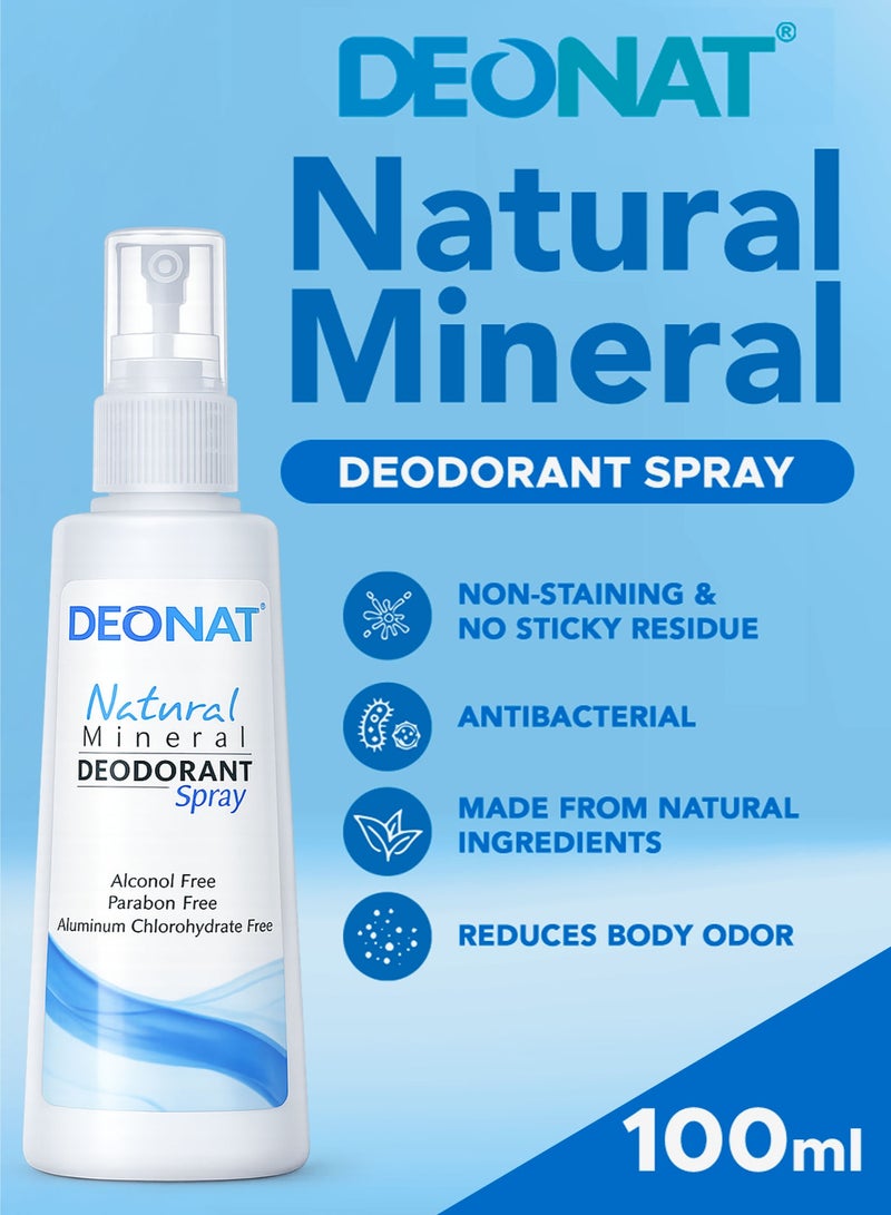 DEONAT Pack of 3 DEONAT Natural Mineral Deodorant Spray 100ml Each Alum Deodorant Body Odor Control Anti Odor Bacteriostatic Protection Eliminates Odor Causing Bacteria Long Lasting Freshness Non Sticky Quick Dry Lightweight Underarm Deodorant Spray for Men and Women Value Pack Daily Use - Image 5