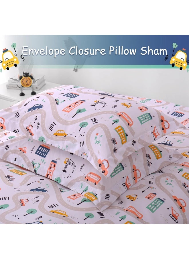 JSD JSD Cars Kids Duvet Cover Set Twin Size, 2 Piece Soft Printed Microfiber Comforter Cover with Pillow Sham Zipper Closure, Comforter Not Included  - Image 3