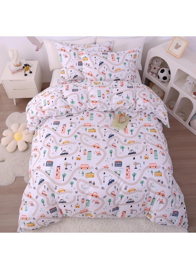 JSD - JSD Cars Kids Duvet Cover Set Twin Size, 2 Piece Soft Printed Microfiber Comforter Cover with Pillow Sham Zipper Closure, Comforter Not Included - Image 1