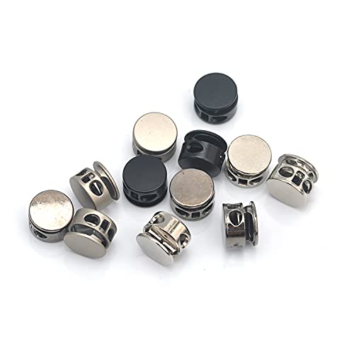 YICBOR DIY 30pcs/lot Round Metal Alloy Stoppers Toggle Cord Locks Drawstring Two Hole Nickle/Black/Satin (Mixed Colors) - Image 1