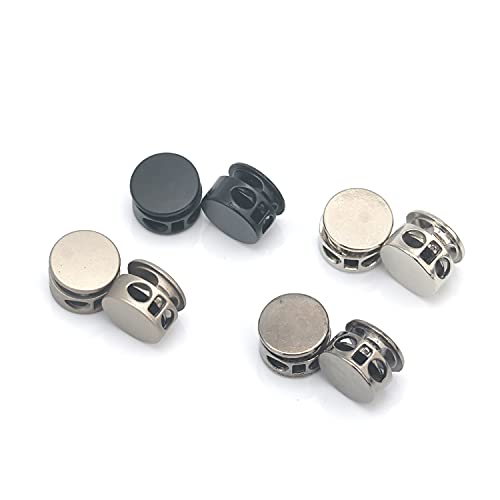 YICBOR DIY 30pcs/lot Round Metal Alloy Stoppers Toggle Cord Locks Drawstring Two Hole Nickle/Black/Satin (Mixed Colors) - Image 3