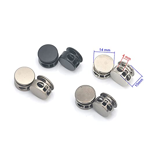 YICBOR DIY 30pcs/lot Round Metal Alloy Stoppers Toggle Cord Locks Drawstring Two Hole Nickle/Black/Satin (Mixed Colors) - Image 2