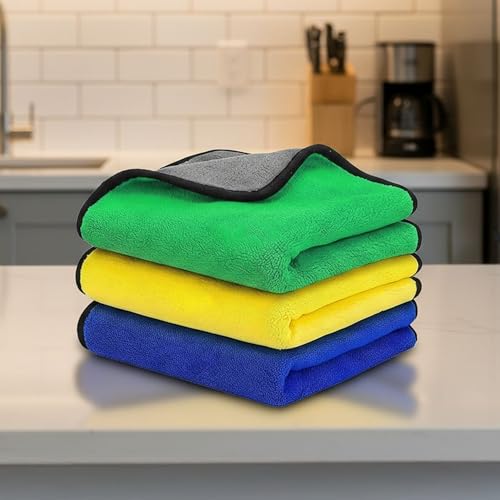 MIORAH Microfiber Cleaning Cloth for Car & Home | Ultra Soft Dusting & Glass Cleaning Cloth – Lint-Free & Reusable (40X40Cm-3Pc) - Image 1