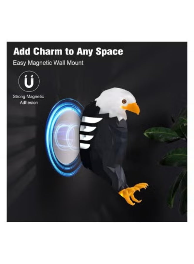 Magnetic Bald Eagle LED Wall Light with Remote Control – Rechargeable USB Battery Operated Decorative Light for Bedroom, Living Room, Office | Removable & Easy Installation | Modern Wall-Mounted Art Night Light for Home Decor Ambience - Image 4