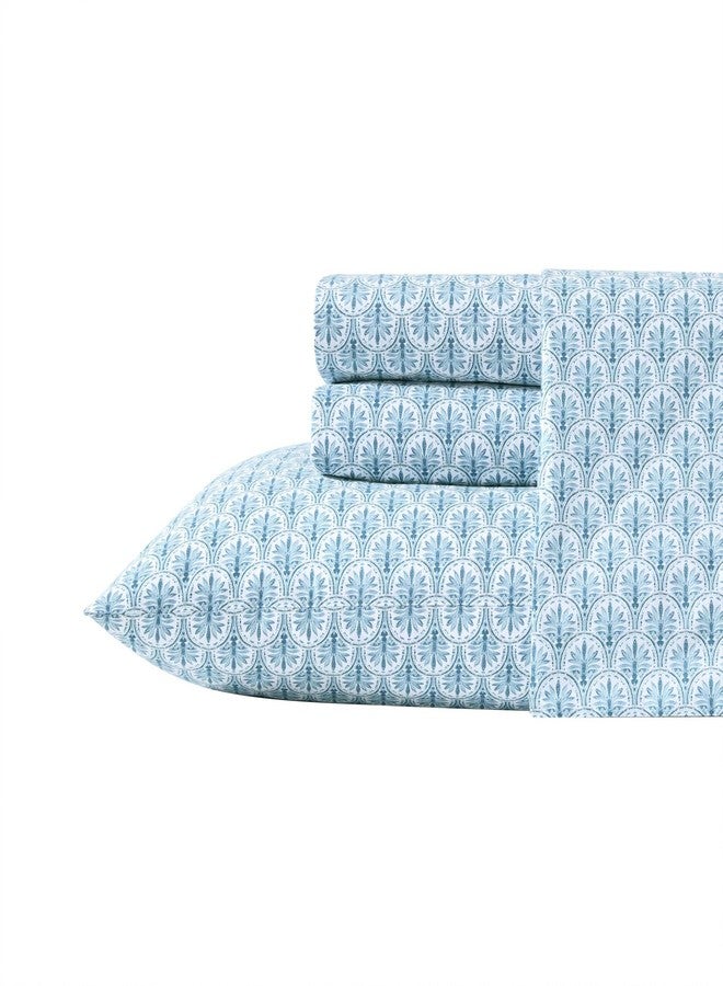 Tommy Bahama - Queen Sheet Set, Super Soft Cotton Percale Bedding with Matching Shams, Tropical Bedding Set, Oeko-Tex Certified (Coastal Batik Blue, Queen) - Image 1