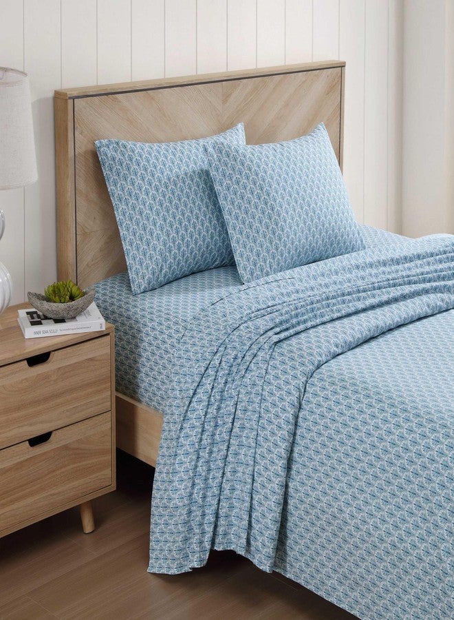 Tommy Bahama - Queen Sheet Set, Super Soft Cotton Percale Bedding with Matching Shams, Tropical Bedding Set, Oeko-Tex Certified (Coastal Batik Blue, Queen) - Image 2