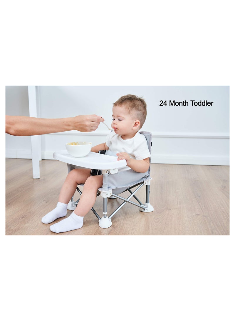 SYOSI Baby Booster Seat Highchair, Portable Seat Chair Highchair with Compact Fold and Strap Compact Foldable Highchair Portable Baby Highchair with Strap for Camping Beach Lawn Toddlers Kids (Neutral) - Image 3