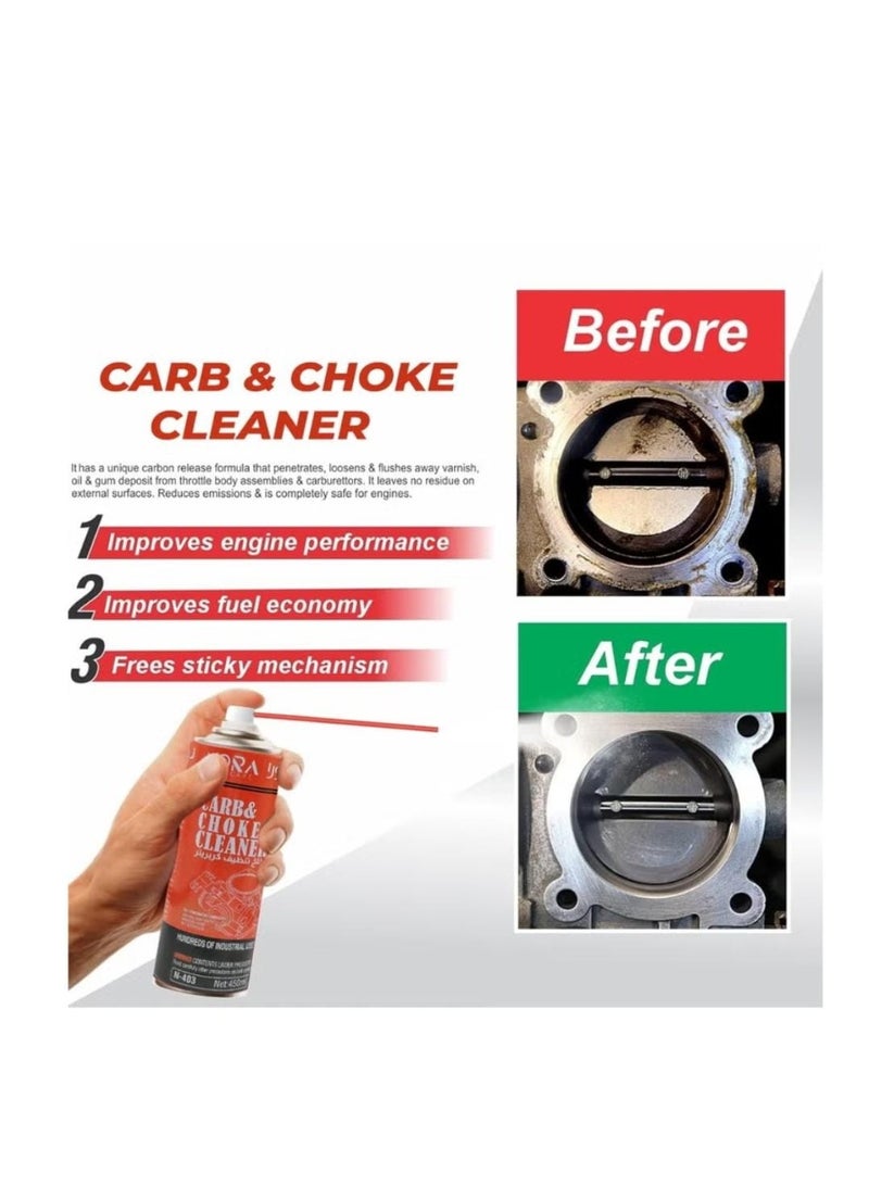 نورا منظف ​​المكربن ​​والخنق من نورا، 450 مل، N-403، منظف قوي للمكربنات والخنق والصمامات وأجسام الخانق - Image 5