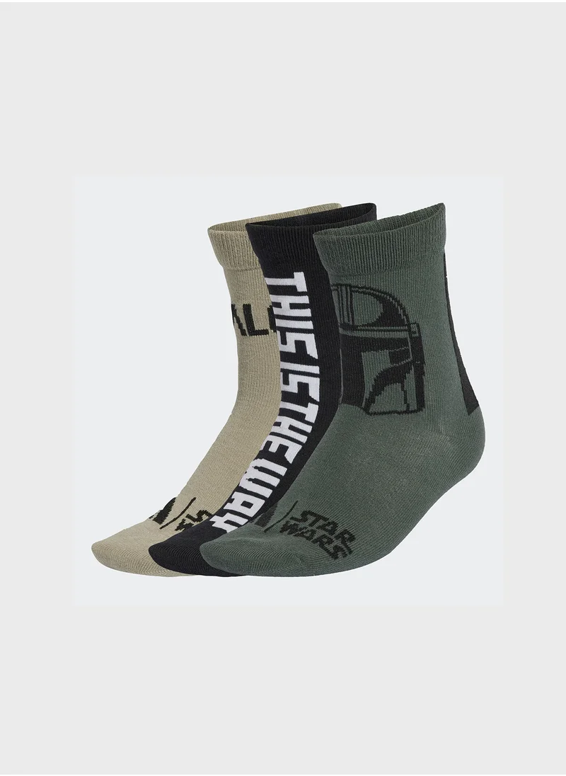 Adidas Youth 3 Pack Star Wars Mandalorian Socks