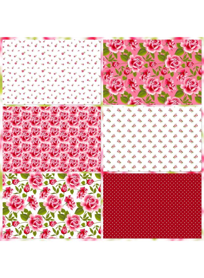 Bluejw 12 Sheets/pack Pink Flower DIY Photo Album Clip Book Hand Account Background Paper Card Hand Account Valentine's Day Material Paper - Image 5