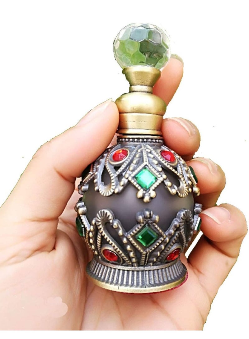 زجاجة عطر من الزجاج العتيق سعة 15 مل، زجاجة عطر عتيقة قابلة لإعادة الملء من الكريستال والأحجار الكريمة لتزيين المنزل والزفاف، زجاجة عطر كريستالية - Image 3