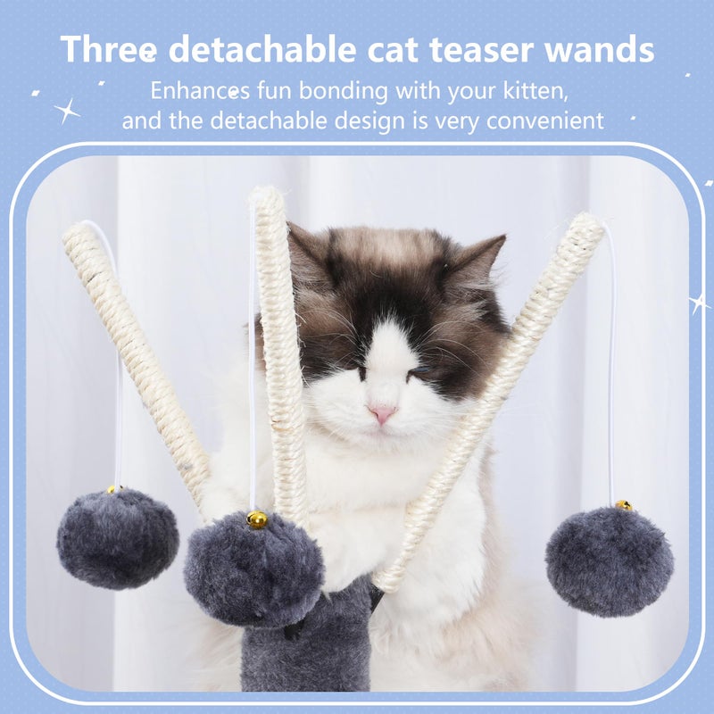 Hey-brother Cat Tree Tower, Scratching Posts with Removable Toys, Cozy Condo, Platform, Hammock, Sisal Scratch Board and Ball for Indoor Kittens, 41.3 Inches, Smoky Gray MPJ008SG - Image 3