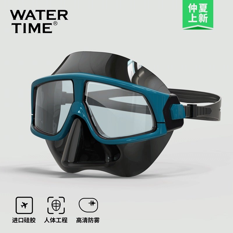 WATERTIME مجموعة الغطس من واترتايم – سنوركل جاف كامل، قناع غوص مع عدسات طبية للسباحة والغوص - Image 1