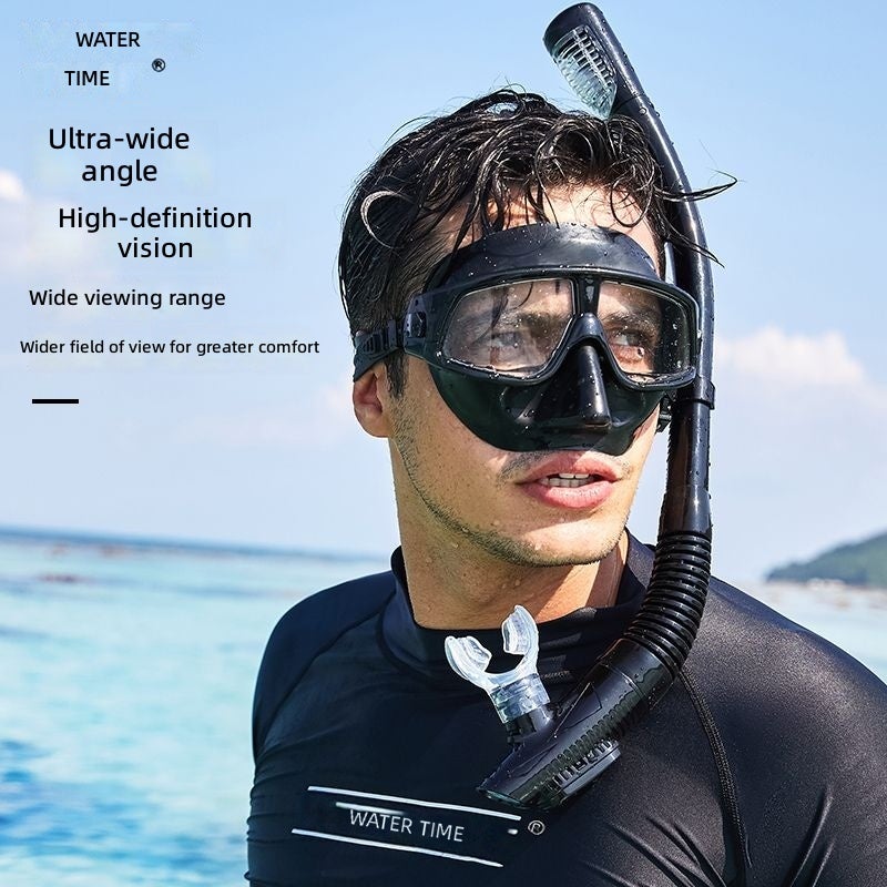 WATERTIME مجموعة الغطس من واترتايم – سنوركل جاف كامل، قناع غوص مع عدسات طبية للسباحة والغوص - Image 4
