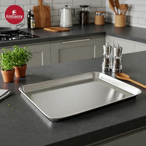 Embassy Stainless Steel Rectangle Deep Tray | 33x22 cm (L x B) | Serving Tray for Kitchen | Food Tray for Parties, Catering, Dining, Baking & Everyday Use | Dishwasher Safe & Easy to Clean - Image 5